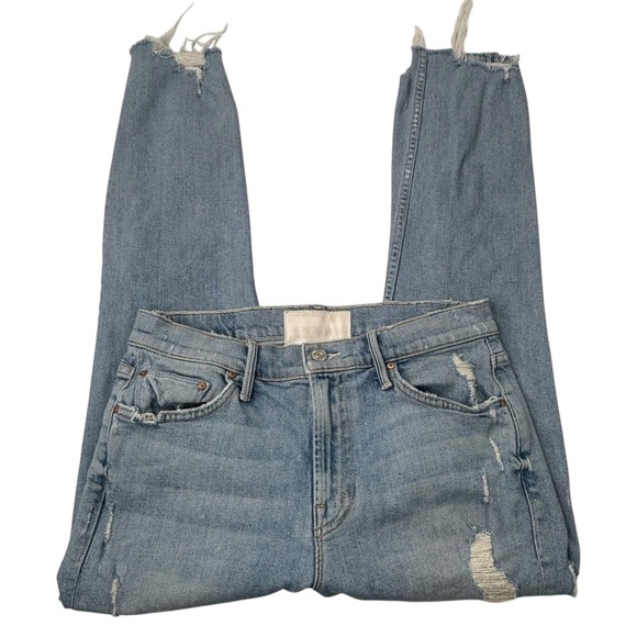 MOTHER The Sinner For Nothin Distressed Crop Straight Leg Jeans Womens Size 25 - Picture 10 of 16